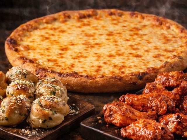 1 XL Cheese Pizza + 6 Garlic Knots + 10 Wings.